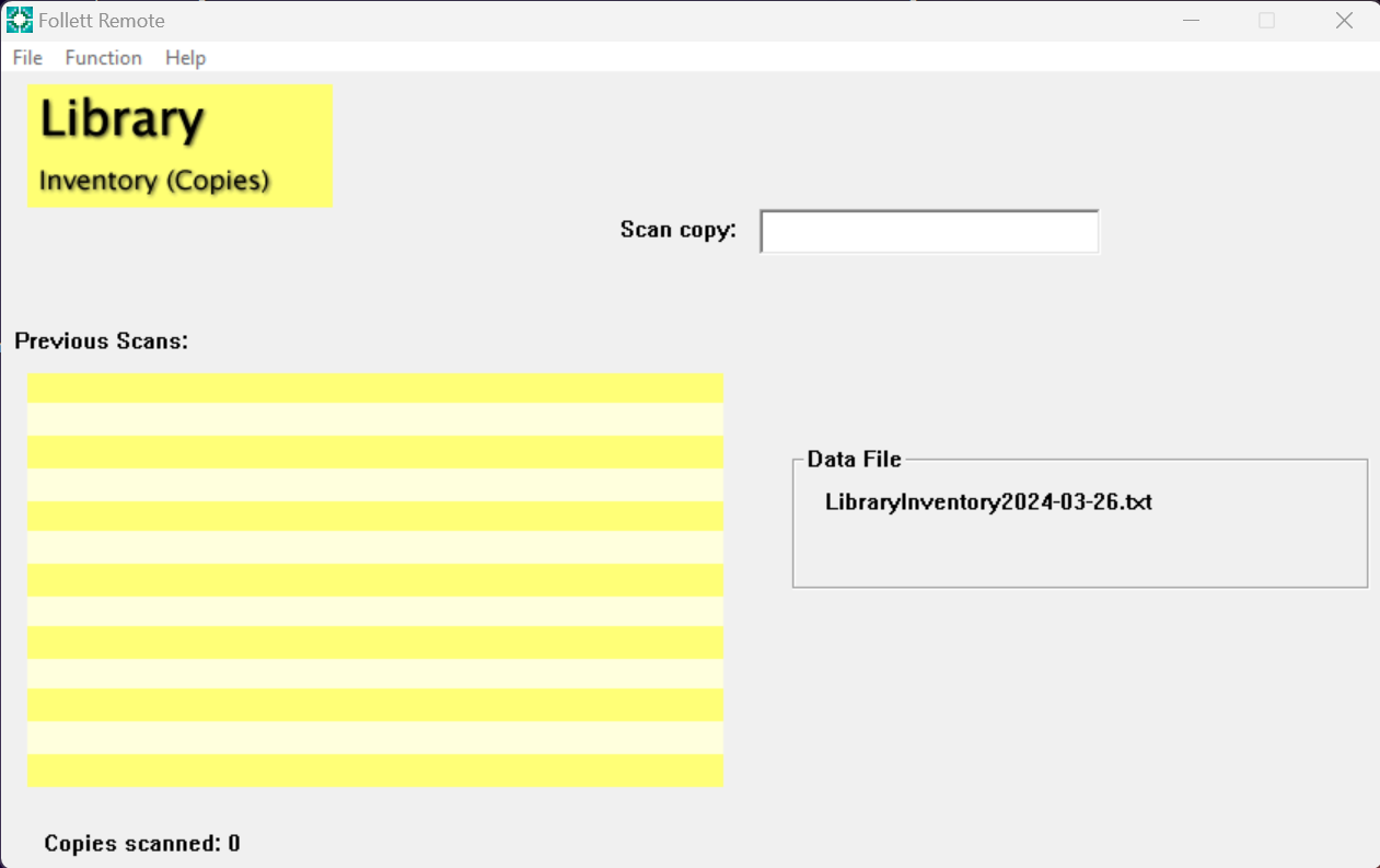 Follett Remote's Library inventory function.